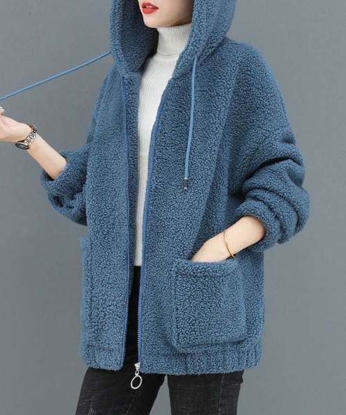 SallyLunn（サリーラン）の「もこもこジップフーディー（パーカー・レディース・ブラウン/ブラック/ブルー・MEDIUM/LARGE）」の6枚目の写真