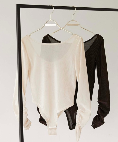 Luan（ルアン）の「【Luan】SHEER VELOUR BODY SUIT/シアーベロアボディースーツ（Tシャツ/カットソー・レディース・ホワイト/ブラウン・0/1）」の13枚目の写真