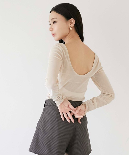 Luan（ルアン）の「【Luan】SHEER VELOUR BODY SUIT/シアーベロアボディースーツ（Tシャツ/カットソー・レディース・ホワイト/ブラウン・0/1）」の3枚目の写真