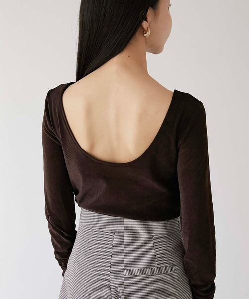 Luan（ルアン）の「【Luan】SHEER VELOUR BODY SUIT/シアーベロアボディースーツ（Tシャツ/カットソー・レディース・ホワイト/ブラウン・0/1）」の9枚目の写真