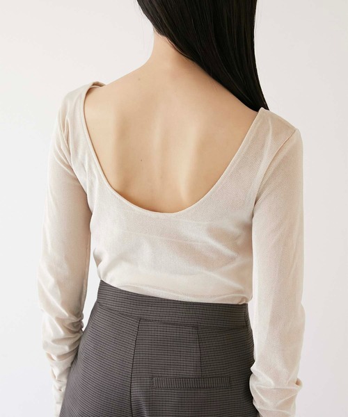 Luan（ルアン）の「【Luan】SHEER VELOUR BODY SUIT/シアーベロアボディースーツ（Tシャツ/カットソー・レディース・ホワイト/ブラウン・0/1）」の8枚目の写真