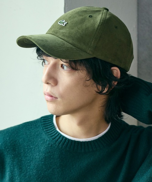 LACOSTE(ラコステ)の「ワンポイントワニロゴ・コーデュロイキャップ(キャップ・メンズ・カーキ/ブラック/ベージュ・58cm)」の1枚目の写真