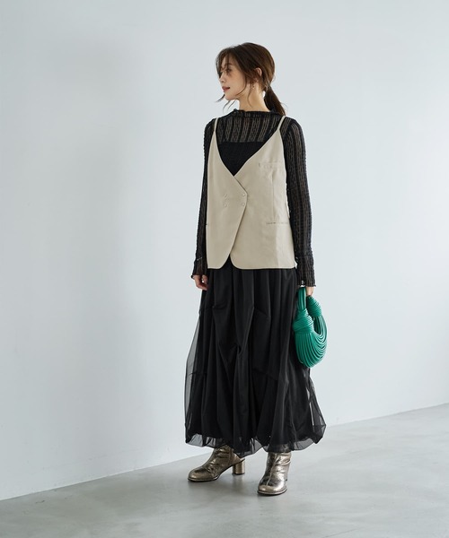 STYLE DELI(スタイルデリ)の「下に着るメロウレーシィートップス(Tシャツ/カットソー・レディース・ブラック/ホワイト・MEDIUM)」の10枚目の写真