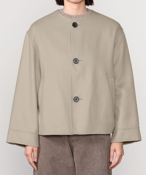 ORCIVAL（オーシバル）の「ORCIVAL | リバーウール ノーカラーブルゾン WOMEN（ノーカラージャケット・レディース・ベージュ/グレー/ダークネイビー・2）」の11枚目の写真