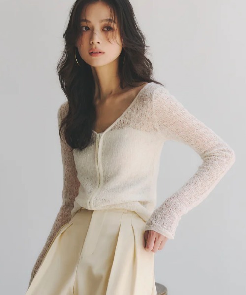 anuans ウールレースニットトップス ウールレースニットトップス（ニット/セーター）｜anuans（ア