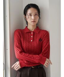 ニット/セーター（レッド/赤色系・刺繍）ファッション通販