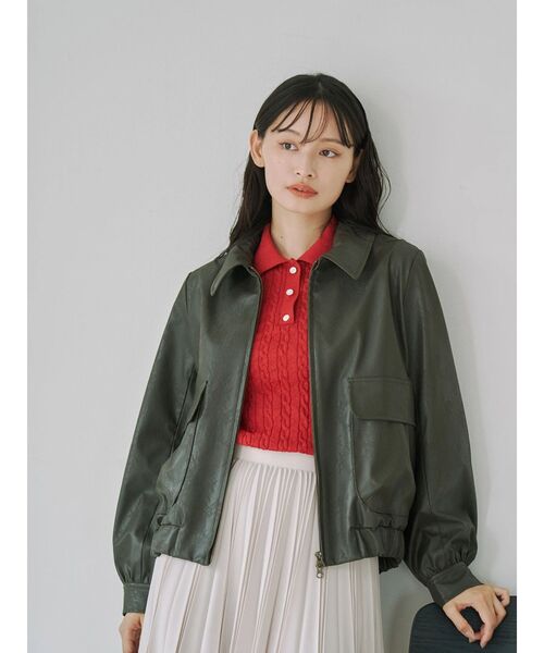 TONAL（トーナル）の「エンブレム刺繍ポロニット（ニット/セーター・レディース・オフホワイト/レッド/ネイビー・MEDIUM）」の14枚目の写真