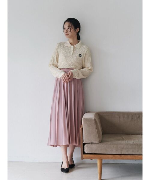 TONAL（トーナル）の「エンブレム刺繍ポロニット（ニット/セーター・レディース・オフホワイト/レッド/ネイビー・MEDIUM）」の17枚目の写真