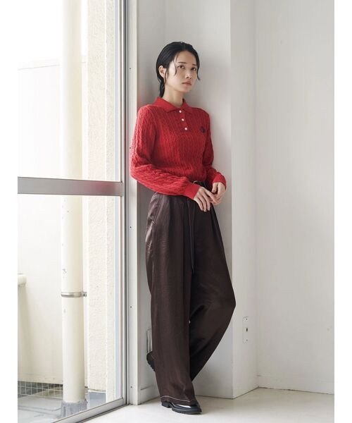 TONAL（トーナル）の「エンブレム刺繍ポロニット（ニット/セーター・レディース・オフホワイト/レッド/ネイビー・MEDIUM）」の18枚目の写真