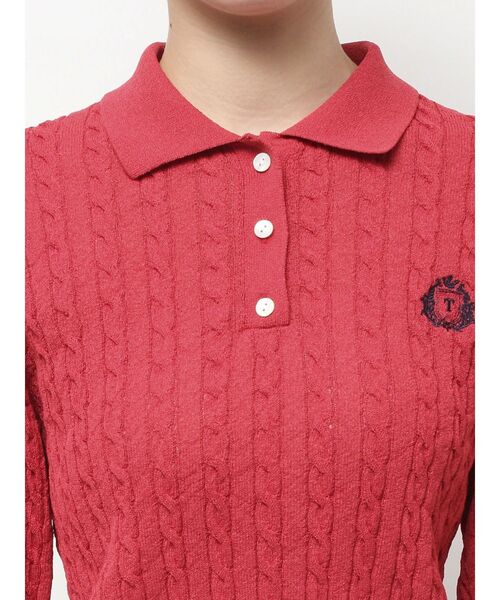 TONAL（トーナル）の「エンブレム刺繍ポロニット（ニット/セーター・レディース・オフホワイト/レッド/ネイビー・MEDIUM）」の22枚目の写真