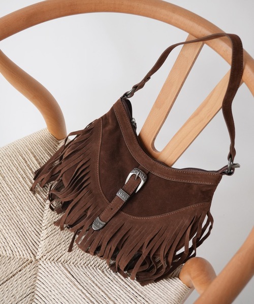 ELCHELE POPUPノベルティ ブラウンフリンジスエードショルダーバッグ 2色展開】スエード フリンジ ショルダーバッグ – 古着屋Top of the