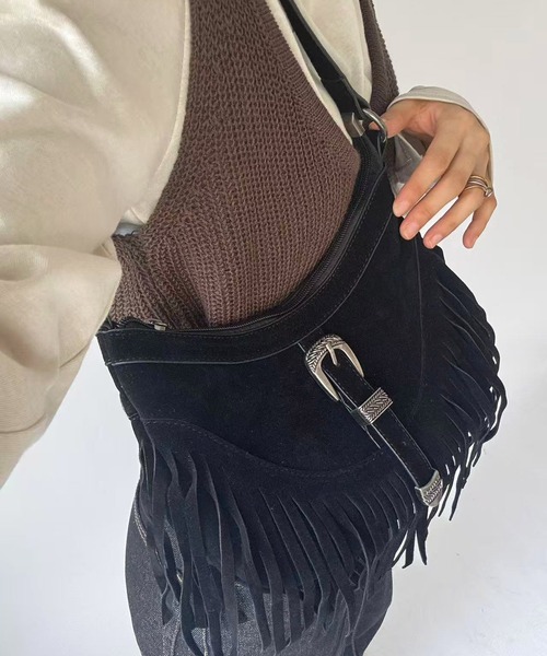 Port / ポート 】 ヴィンテージライク スエード フリンジ ショルダー