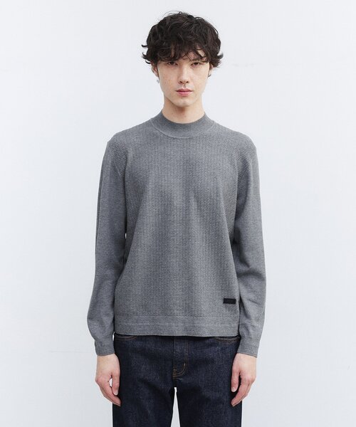 TAKEO KIKUCHI(タケオキクチ)の「ハイゲージ モックネック ニット プルオーバー(ニット/セーター・メンズ・ダークグレー/オフホワイト/ダークブラウン/ブラック・04/03/02/01)」の4枚目の写真