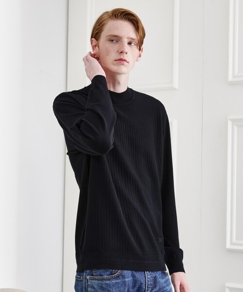 TAKEO KIKUCHI(タケオキクチ)の「ハイゲージ モックネック ニット プルオーバー(ニット/セーター・メンズ・ダークグレー/オフホワイト/ダークブラウン/ブラック・04/03/02/01)」の19枚目の写真