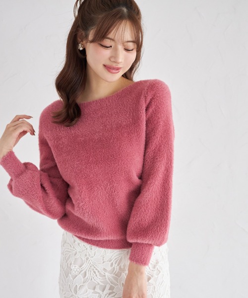 tocco closet(トッコ クローゼット)の「ボリュームスリーブフェザーニットプルオーバー(ニット/セーター・レディース・チャコールグレー/ブルー/ローズ/ラベンダー/イエロー/ピンク・M)」の6枚目の写真