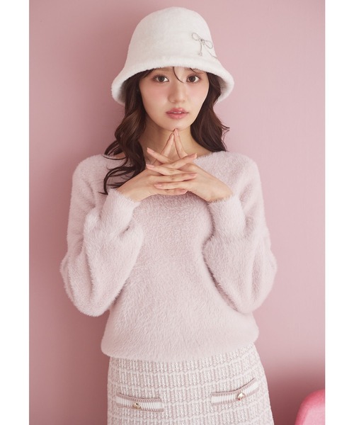 tocco closet(トッコ クローゼット)の「ボリュームスリーブフェザーニットプルオーバー(ニット/セーター・レディース・チャコールグレー/ブルー/ローズ/ラベンダー/イエロー/ピンク・M)」の5枚目の写真