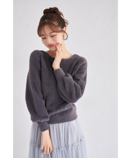 tocco closet(トッコ クローゼット)の「ボリュームスリーブフェザーニットプルオーバー(ニット/セーター・レディース・チャコールグレー/ブルー/ローズ/ラベンダー/イエロー/ピンク・M)」の2枚目の写真