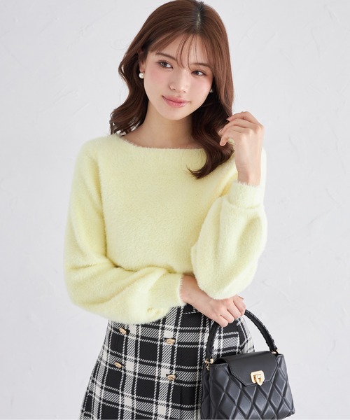 tocco closet(トッコ クローゼット)の「ボリュームスリーブフェザーニットプルオーバー(ニット/セーター・レディース・チャコールグレー/ブルー/ローズ/ラベンダー/イエロー/ピンク・M)」の1枚目の写真