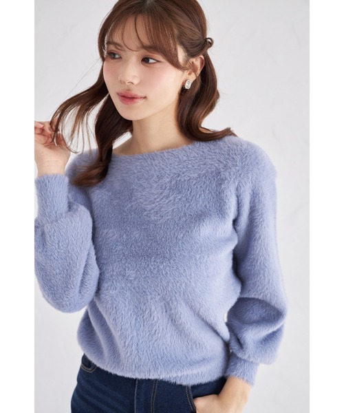 tocco closet(トッコ クローゼット)の「ボリュームスリーブフェザーニットプルオーバー(ニット/セーター・レディース・チャコールグレー/ブルー/ローズ/ラベンダー/イエロー/ピンク・M)」の3枚目の写真