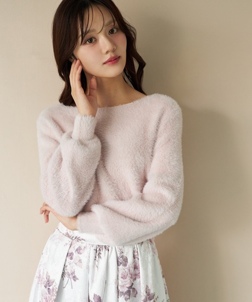tocco closet(トッコ クローゼット)の「ボリュームスリーブフェザーニットプルオーバー(ニット/セーター・レディース・チャコールグレー/ブルー/ローズ/ラベンダー/イエロー/ピンク・M)」の15枚目の写真