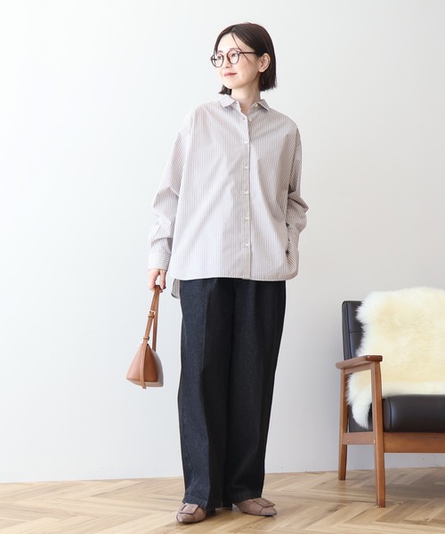 AMERICAN HOLIC（アメリカンホリック）の「イージーケアベーシックシャツ（シャツ/ブラウス・レディース・サックスブルー/オフホワイト/ブルー系その他7/ブラウン系その他4・M/L）」の5枚目の写真