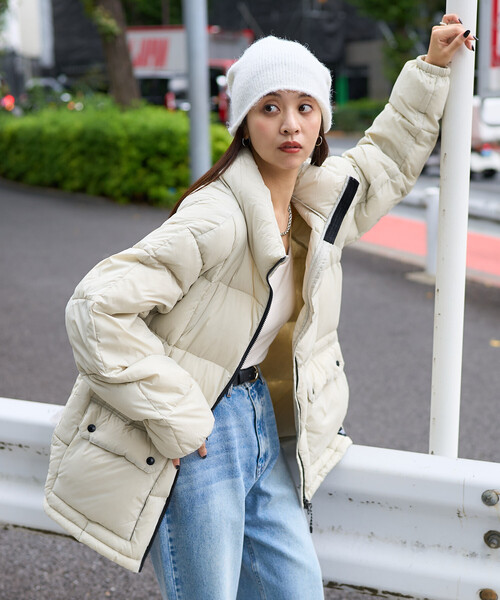 TAION EXTRA アイボリーダウンジャケット L TAION - TAION EXTRA 裾ファー 付 ダウンジャケット オフホワイト Lの