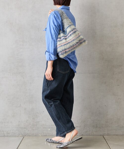 BIRTHDAY BAR（バースデイバー）の「【cache cache カシュカシュ】マルチボーダーファートート（トートバッグ・レディース・ブラック/ブルー/グレー・0）」の10枚目の写真