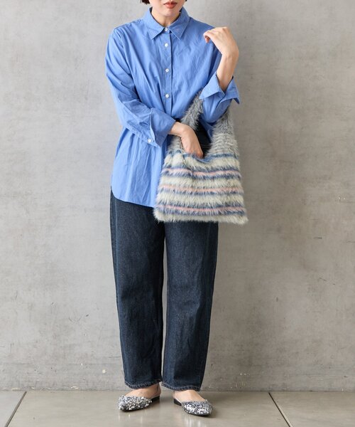 BIRTHDAY BAR（バースデイバー）の「【cache cache カシュカシュ】マルチボーダーファートート（トートバッグ・レディース・ブラック/ブルー/グレー・0）」の12枚目の写真