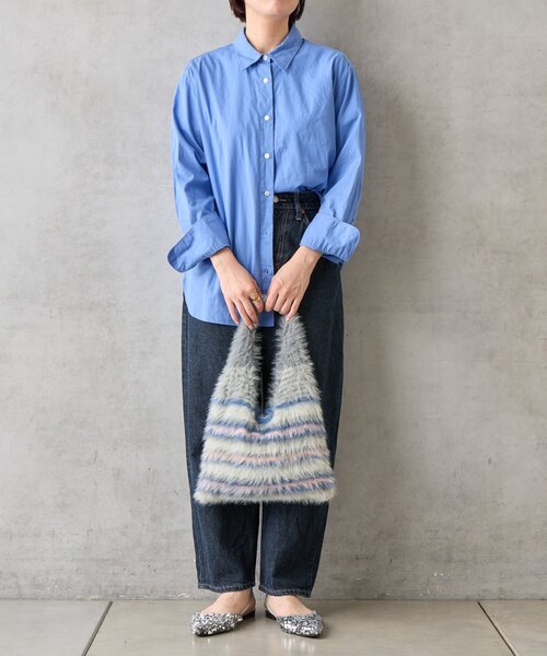 BIRTHDAY BAR（バースデイバー）の「【cache cache カシュカシュ】マルチボーダーファートート（トートバッグ・レディース・ブラック/ブルー/グレー・0）」の13枚目の写真