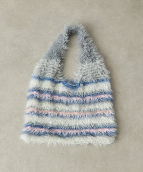 BIRTHDAY BAR（バースデイバー）の「【cache cache カシュカシュ】マルチボーダーファートート（トートバッグ・レディース・ブラック/ブルー/グレー・0）」の16枚目の写真