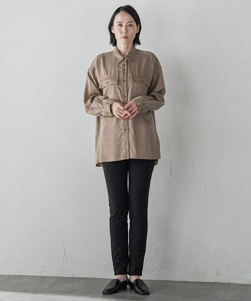 セール】【biyori】モダールデニムシャツ≪洗濯機で洗える≫（シャツ