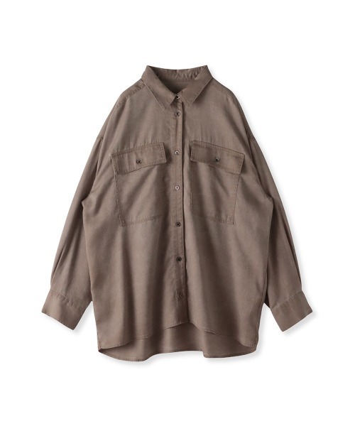 la.f…(ラエフ)の「【biyori】モダールデニムシャツ≪洗濯機で洗える≫(シャツ/ブラウス・レディース・ライトグレー/ブラウン・9号)」の10枚目の写真