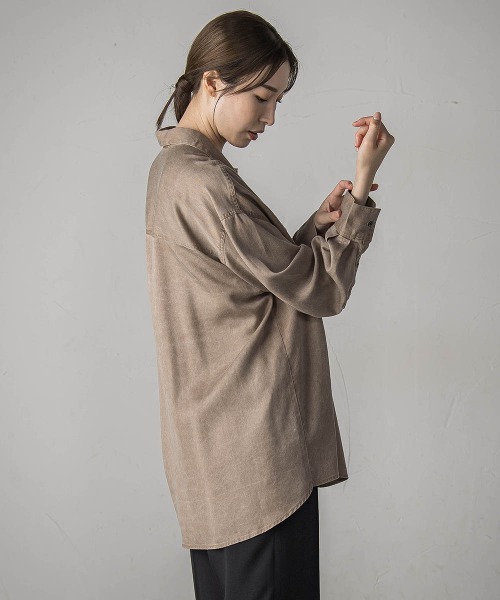 la.f…(ラエフ)の「【biyori】モダールデニムシャツ≪洗濯機で洗える≫(シャツ/ブラウス・レディース・ライトグレー/ブラウン・9号)」の13枚目の写真