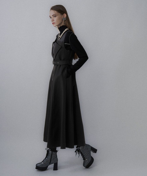 HARE（ハレ）の「ウールライクレイヤージャンスカ(HARE)（ワンピース・レディース・チェック/ブラック・FREE）」の3枚目の写真