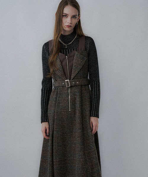 HARE（ハレ）の「ウールライクレイヤージャンスカ(HARE)（ワンピース・レディース・チェック/ブラック・FREE）」の8枚目の写真