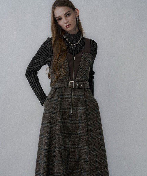 HARE（ハレ）の「ウールライクレイヤージャンスカ(HARE)（ワンピース・レディース・チェック/ブラック・FREE）」の9枚目の写真