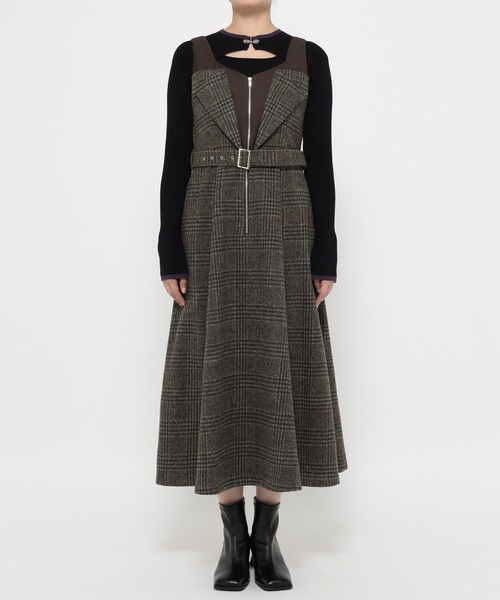HARE（ハレ）の「ウールライクレイヤージャンスカ(HARE)（ワンピース・レディース・チェック/ブラック・FREE）」の10枚目の写真