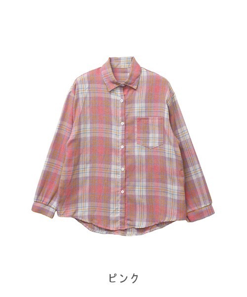 CLOTHY(クロシィ)の「【ほどよいゆとりでさらっと羽織れる薄手素材】起毛チェックシャツ(シャツ/ブラウス・レディース・グレー/ピンク・FREE)」の12枚目の写真