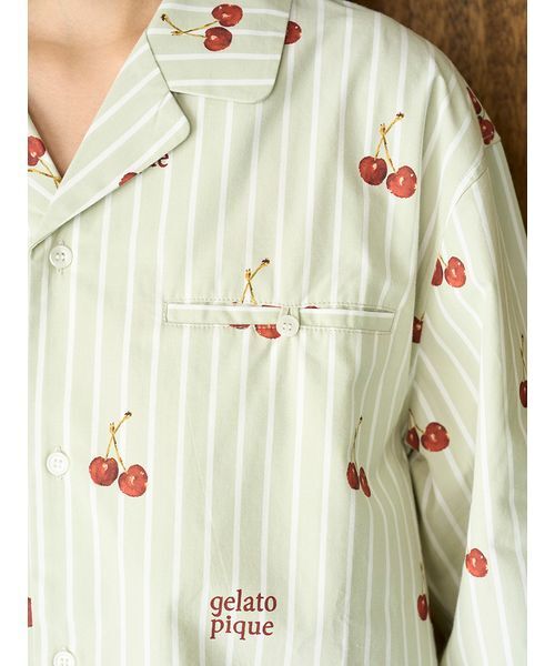 UNISEX】チェリー柄シャツ（ルームウェア/パジャマ）｜gelato pique