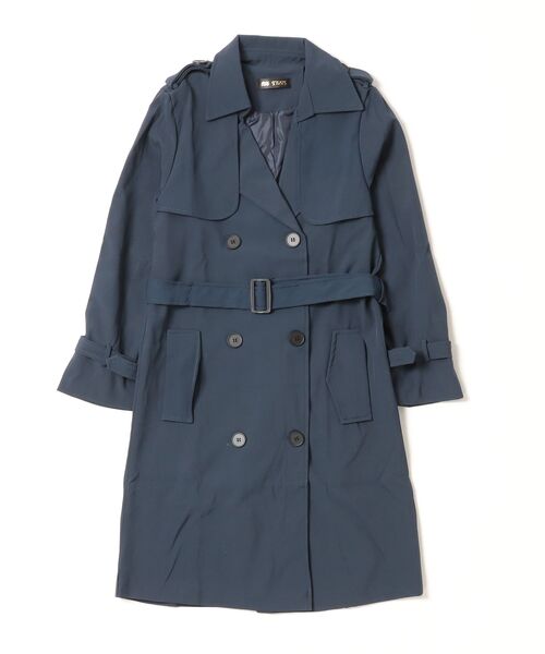 FREE STYLISTS（フリー スタイリスト）の「バックスリットロングトレンチコート（トレンチコート・レディース・ライトグレー/ブルー/ネイビー/カーキ/ライトグリーン・M/L/S）」の4枚目の写真