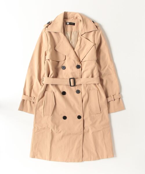 FREE STYLISTS（フリー スタイリスト）の「バックスリットロングトレンチコート（トレンチコート・レディース・ライトグレー/ブルー/ネイビー/カーキ/ライトグリーン・M/L/S）」の2枚目の写真