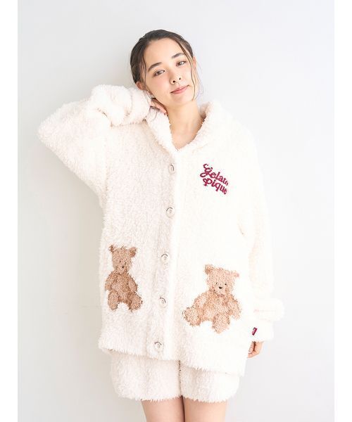 【新品】ジェラートピケHOLIDAYジェラートスノーベアショールカーディガン HOLIDAY】ジェラートスノーベアジャガードショールカーディガン