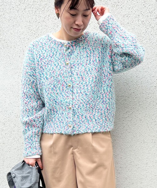 fredy couleur(フレディクルール)の「MIXカラーネップ クルーネックカーディガン(ニット/セーター・レディース・ブラック/サックスブルー/ピンク・38)」の3枚目の写真