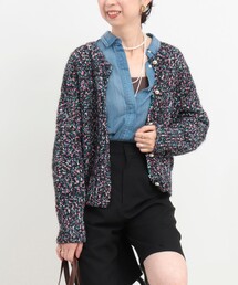 fredy couleur | MIXカラーネップ クルーネックカーディガン(ニット/セーター)