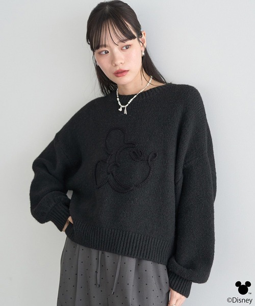 Disney(ディズニー)の「Disney/ミッキーコード刺繍ニットプルオーバー(ニット/セーター・レディース・ブラック/アイボリー・FREE)」の10枚目の写真