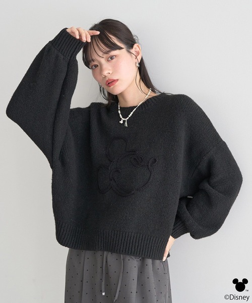 Disney(ディズニー)の「Disney/ミッキーコード刺繍ニットプルオーバー(ニット/セーター・レディース・ブラック/アイボリー・FREE)」の12枚目の写真