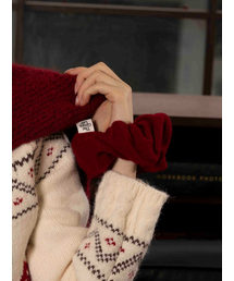 THE GREEN LAB（ザグリーンラボ）の「ウールニットヘアスクランチ [レッド]（シュシュ）」