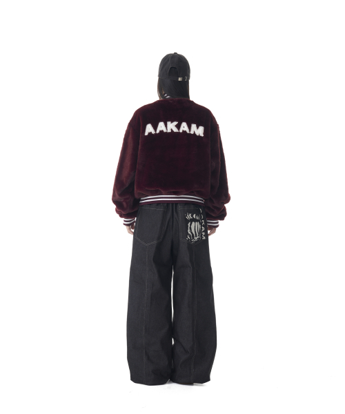 セール】Knee Pin-tuck Printed Denim Pants (Black)(デニムパンツ セール】Knee Pin-tuck Printed Denim Pants (Black)(デニムパンツ