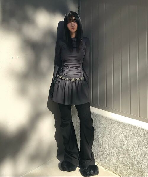 Asymmetrical Drape Pants (FL-245_Gray)