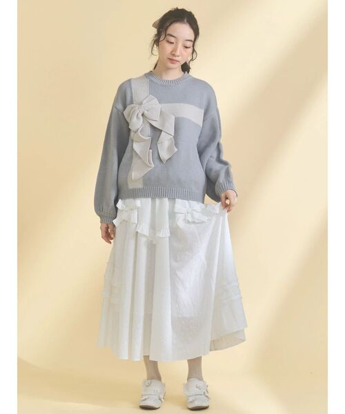 merry jenny（メリージェニー）の「デコラティブリボンフレアスカート（スカート・レディース・ブルー/オフホワイト/アイボリー・FREE）」の20枚目の写真
